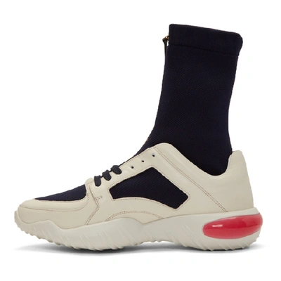 Shop Fendi White And Navy  Mania Sock Sneakers In F150t