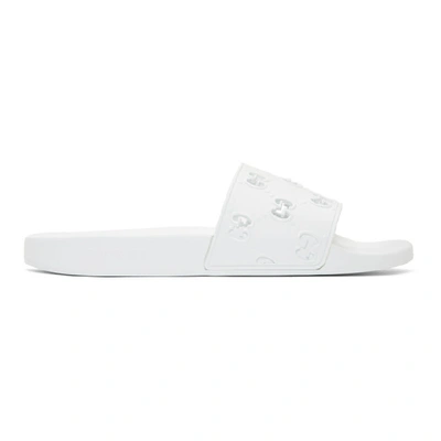 Shop Gucci White Gg Slides In Great White