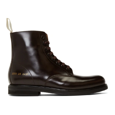 Shop Common Projects Burgundy Standard Combat Boots In 3497 Bordea