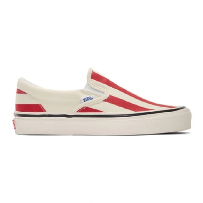 Shop Vans Red And White Striped Classic 98 Dx Slip-on Sneakers In Og Red Wht