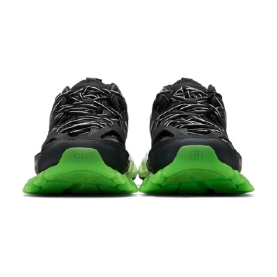 Shop Balenciaga Black And Green Glow-in-the-dark Track Sneakers In Black/glow