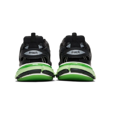 Shop Balenciaga Black And Green Glow-in-the-dark Track Sneakers In Black/glow