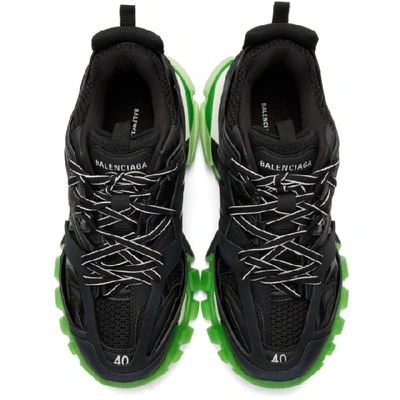 Shop Balenciaga Black And Green Glow-in-the-dark Track Sneakers In Black/glow