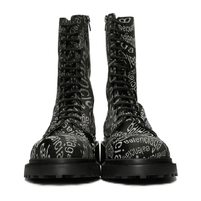 Shop Balenciaga Black Logo Wave Boots In 1006 Blkwht