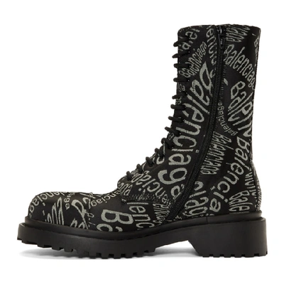 Shop Balenciaga Black Logo Wave Boots In 1006 Blkwht