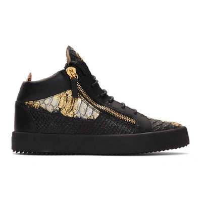 Årvågenhed Gemme digital Giuseppe Zanotti Black And Gold Croc Kriss High-top Sneakers In Nero/oro |  ModeSens