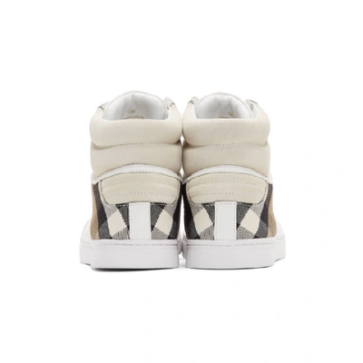Shop Burberry White Reeth High-top Sneakers