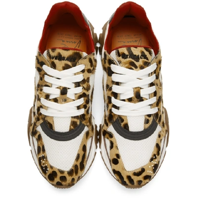 Shop Versace White And Brown Maculato Squalo Sneakers In Dmxr Nerros