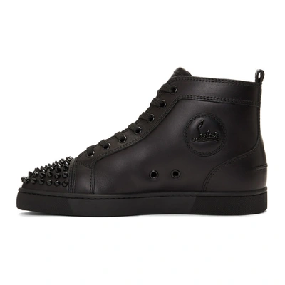 Shop Christian Louboutin Black Lou Spikes High-top Sneakers