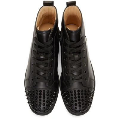 Shop Christian Louboutin Black Lou Spikes High-top Sneakers