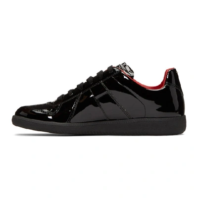 Shop Maison Margiela Black Patent Replica Sneakers In Black/red