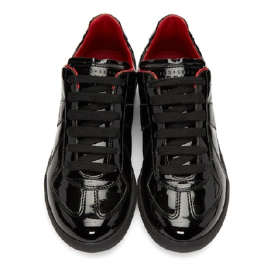 Shop Maison Margiela Black Patent Replica Sneakers In Black/red