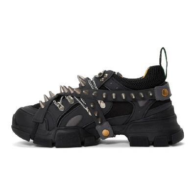 Shop Gucci Black Removable Studs Flashtrek Sneakers