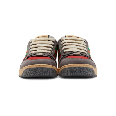 Shop Gucci Grey And Red Screener Sneakers In 6491 Lt H.r