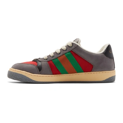 Shop Gucci Grey And Red Screener Sneakers In 6491 Lt H.r