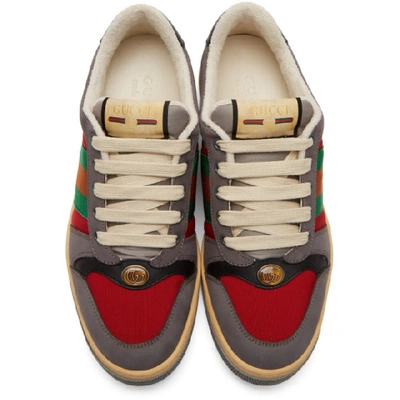 Shop Gucci Grey And Red Screener Sneakers In 6491 Lt H.r