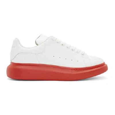 Shop Alexander Mcqueen White And Red Oversized Sneakers