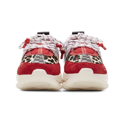 Shop Versace Red Pony Chain Reaction Sneakers In Dpyc Red