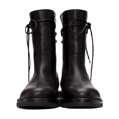 Shop Ann Demeulemeester Black Back Lace-up Boots In Vitelnero