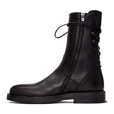 Shop Ann Demeulemeester Black Back Lace-up Boots In Vitelnero