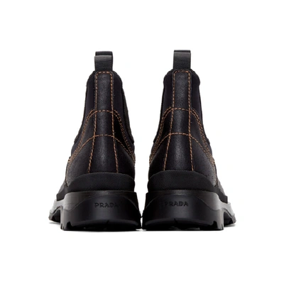 Shop Prada Black Leather & Neoprene Chelsea Boots