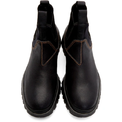 Shop Prada Black Leather & Neoprene Chelsea Boots