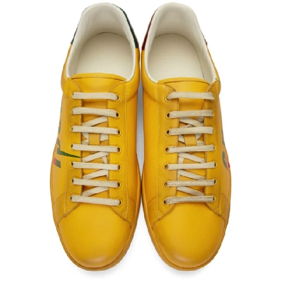 Shop Gucci Yellow Blade New Ace Sneakers In 7670 Crop/r