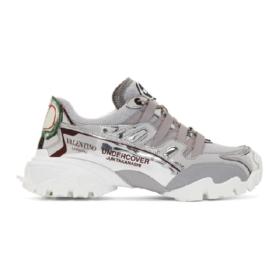 Shop Valentino Silver And Grey  Garavani Undercover Edition Climbers Sneakers In Jz8 Silver
