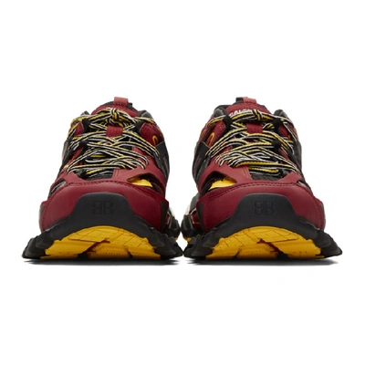 Shop Balenciaga Burgundy & Black Track Sneakers In Bordeaux/yellow