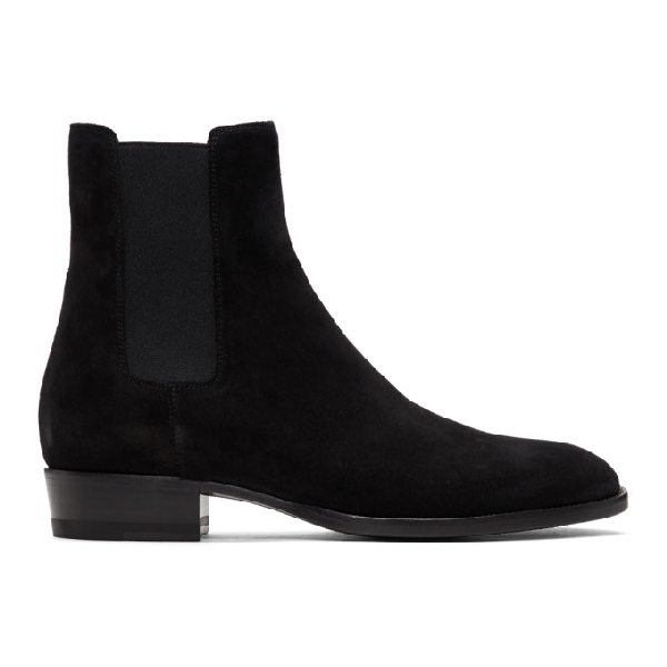 black suede chelsea ankle boots