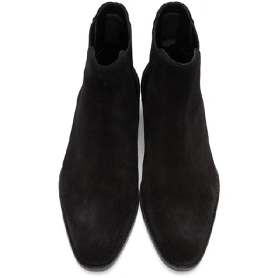 Shop Saint Laurent Black Suede Wyatt Chelsea Boots