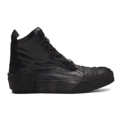 Shop Boris Bidjan Saberi Black Leather High-top Sneakers