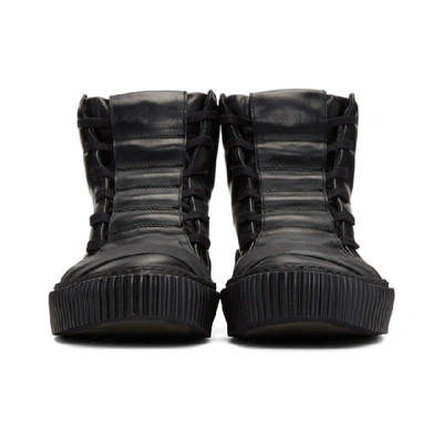 Shop Boris Bidjan Saberi Black Leather High-top Sneakers