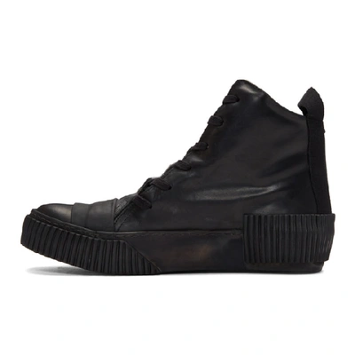 Shop Boris Bidjan Saberi Black Leather High-top Sneakers