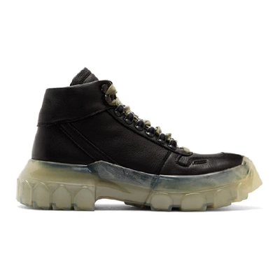 Shop Rick Owens Black And Transparent Tractor Boots In 090 Blk/clr