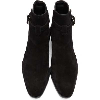 Shop Saint Laurent Black Suede Wyatt Jodhpur Boots In 1000 Nero
