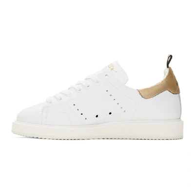 Shop Golden Goose White & Gold Starter Sneakers In White Leath