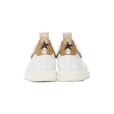 Shop Golden Goose White & Gold Starter Sneakers In White Leath