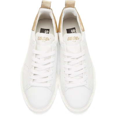 Shop Golden Goose White & Gold Starter Sneakers In White Leath