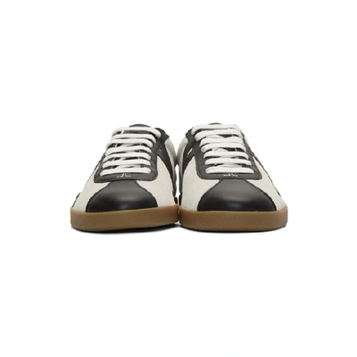 Shop Lanvin Off-white And Black Dual Material Jl Sneakers In 0010 White/