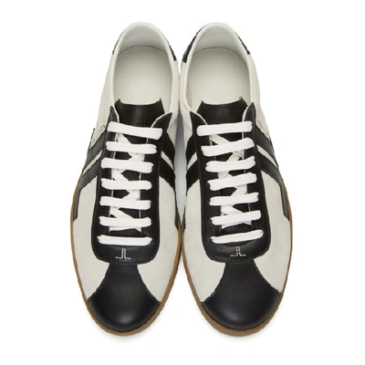 Shop Lanvin Off-white And Black Dual Material Jl Sneakers In 0010 White/