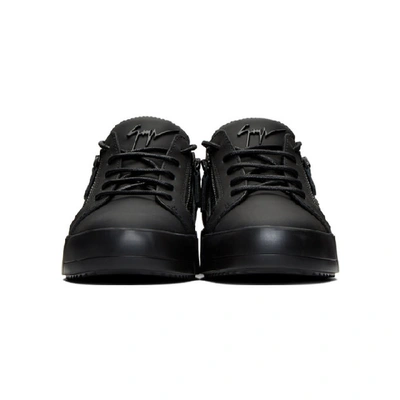 Shop Giuseppe Zanotti Black Rubberized Leather Frankie Sneakers In Ulan Nero