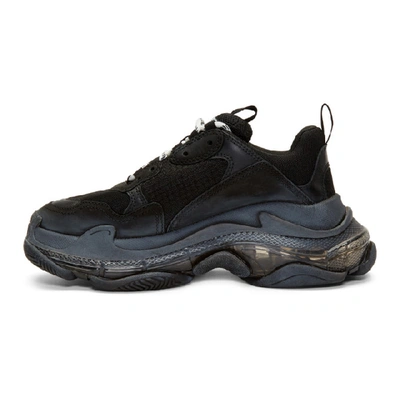 Shop Balenciaga Black Triple S Clear Sole Sneakers In 1000 Noir