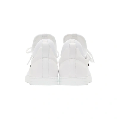 Shop Fendi White Bag Bugs Knit Sneakers In F15oi - Whi