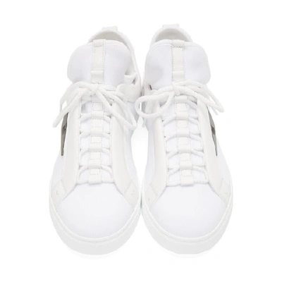 Shop Fendi White Bag Bugs Knit Sneakers In F15oi - Whi
