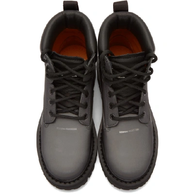 Shop Heron Preston Black Reflective Worker Boots In Reflective Black No Color