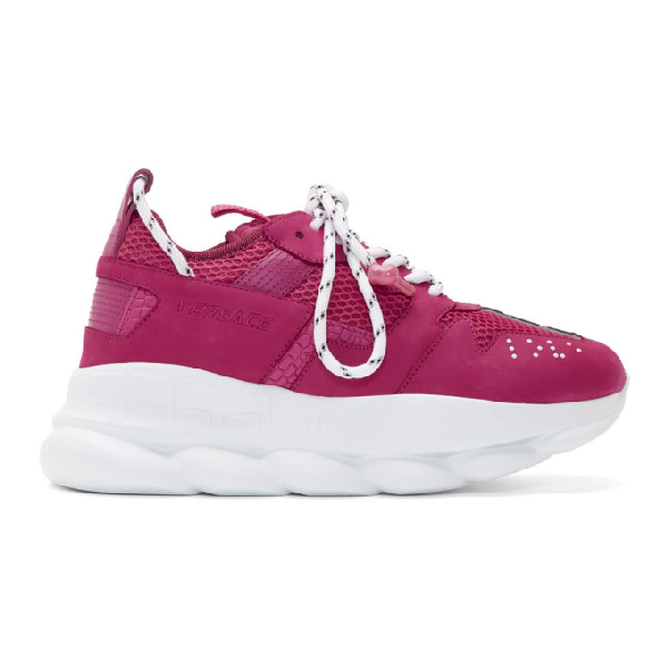 versace chain reaction sneakers pink
