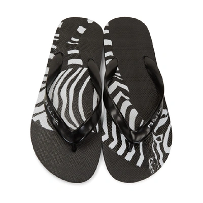 Shop Ps By Paul Smith Black And White Discflop Flip Flops In 79 Zebra