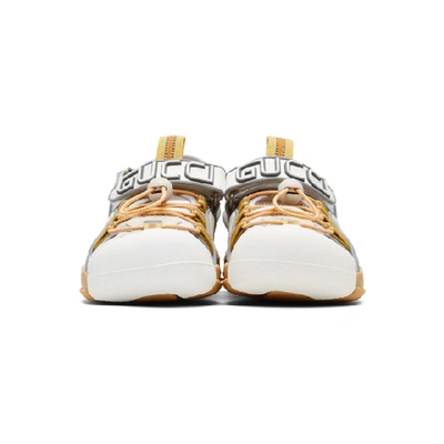 Shop Gucci White Tinsel Sandals In 8475 White