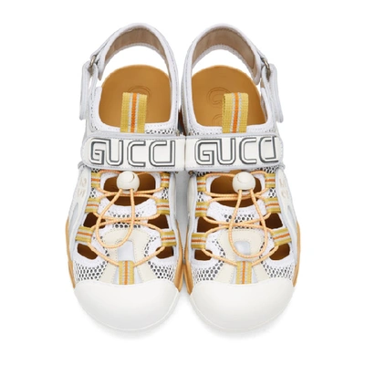 Shop Gucci White Tinsel Sandals In 8475 White